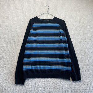 Y2K Burnside Striped Black / Blue Sweater Dark Academia Goth Emo Skater Men M